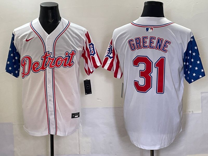 Men Detroit Tigers 31 Greene White National Flags 2025 Nike MLB Jersey style 3